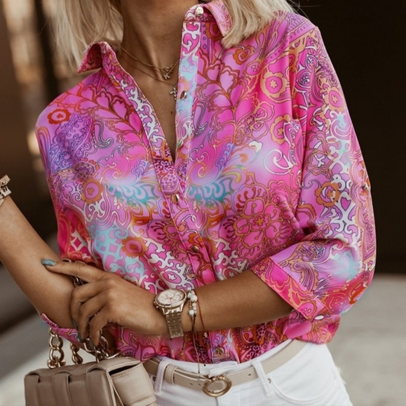 Pink Baroque Print Shirt - Picture 3 of 5